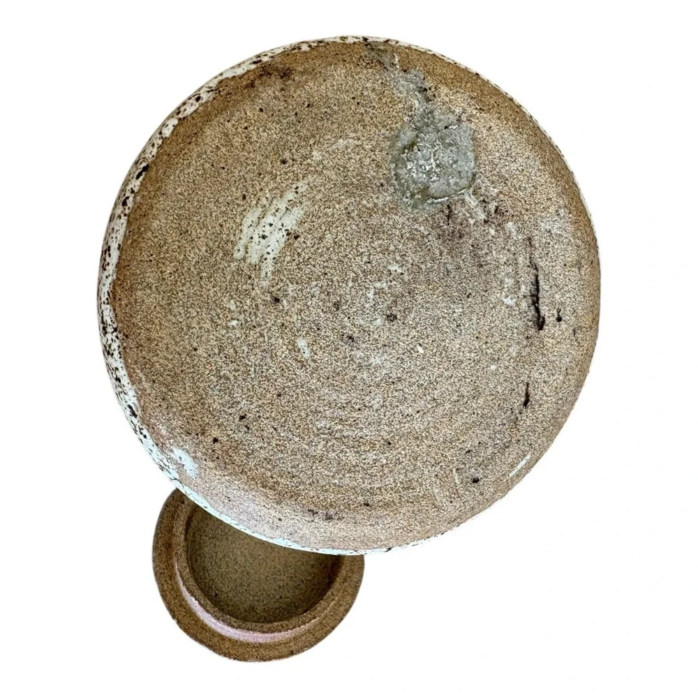 Handmade Speckled Ceramic Lidded Canister Rustic Stoneware Jar with Handles 10